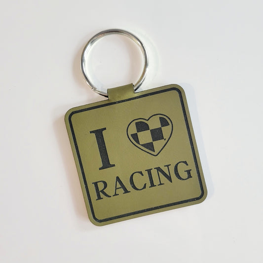 I Love Racing Leatherette Key Fob