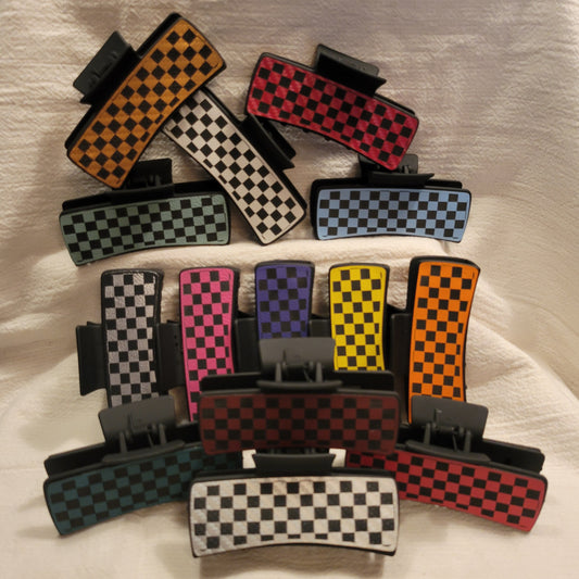 Checkered Hair Claw Clip