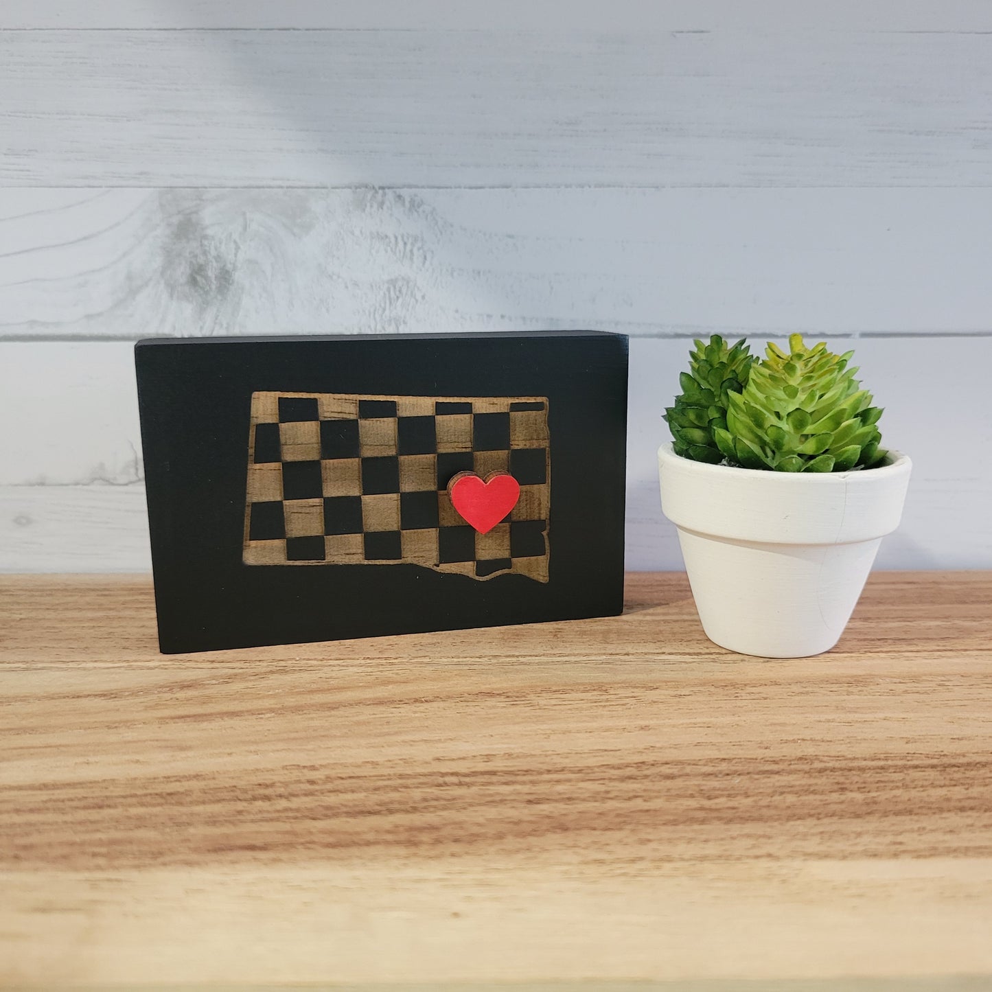 Laser Engraved Mini Checkered State Wood Signs