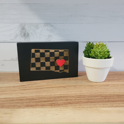 Laser Engraved Mini Checkered State Wood Signs
