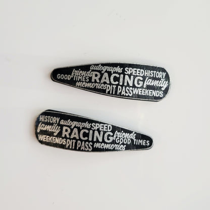 Race Words Barrettes