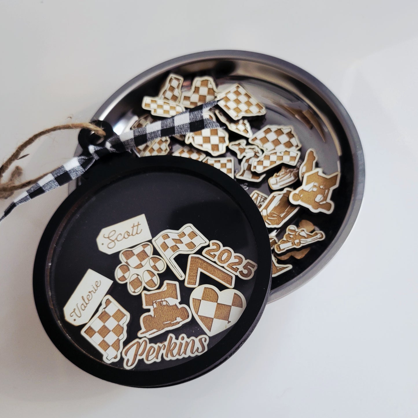 Racing Christmas Ornament Personalized with Drop In Charms