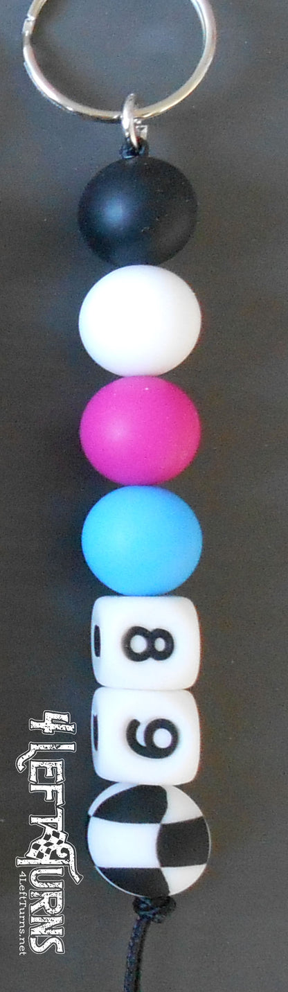 Race Car Number Custom Silicone Bead Key Fob