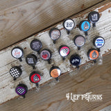 Racing themed badge reel clips.