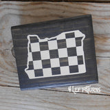 Checkered State Wood Block Signs