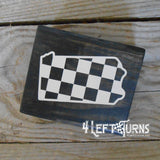 Checkered State Wood Block Signs