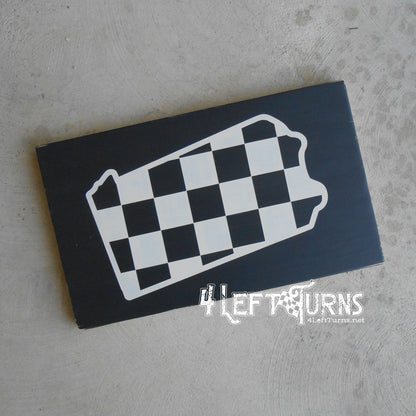 Large Checkered State Painted Wood Sign with Home and Heart