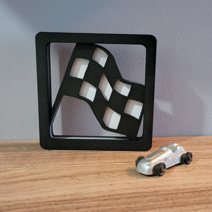 Checkered Flag Stacked Wood Sign