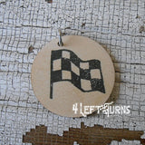 Wavy Checkered Flag Silicone Bead Key Fob with Charm & Tassel