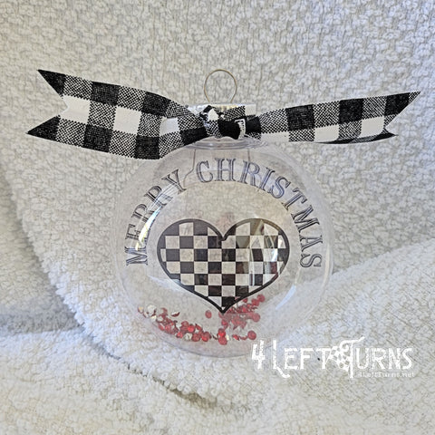 Clear and Silver Plaid Ornament