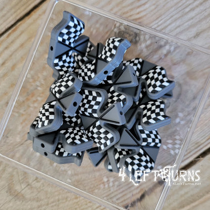 Crossed checkered flags silicone bead.