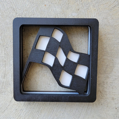 Checkered Flag Stacked Wood Sign