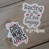 4 Left Turns Racing Stickers for Phones Tablets Laptops Water Bottles