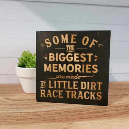 Little Dirt Tracks Laser Engraved Mini Wood Sign