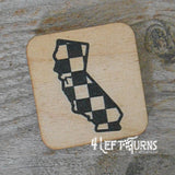 Checkered State Wood Block Magnets