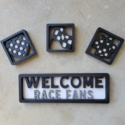 Checkered Heart Stacked Wood Sign