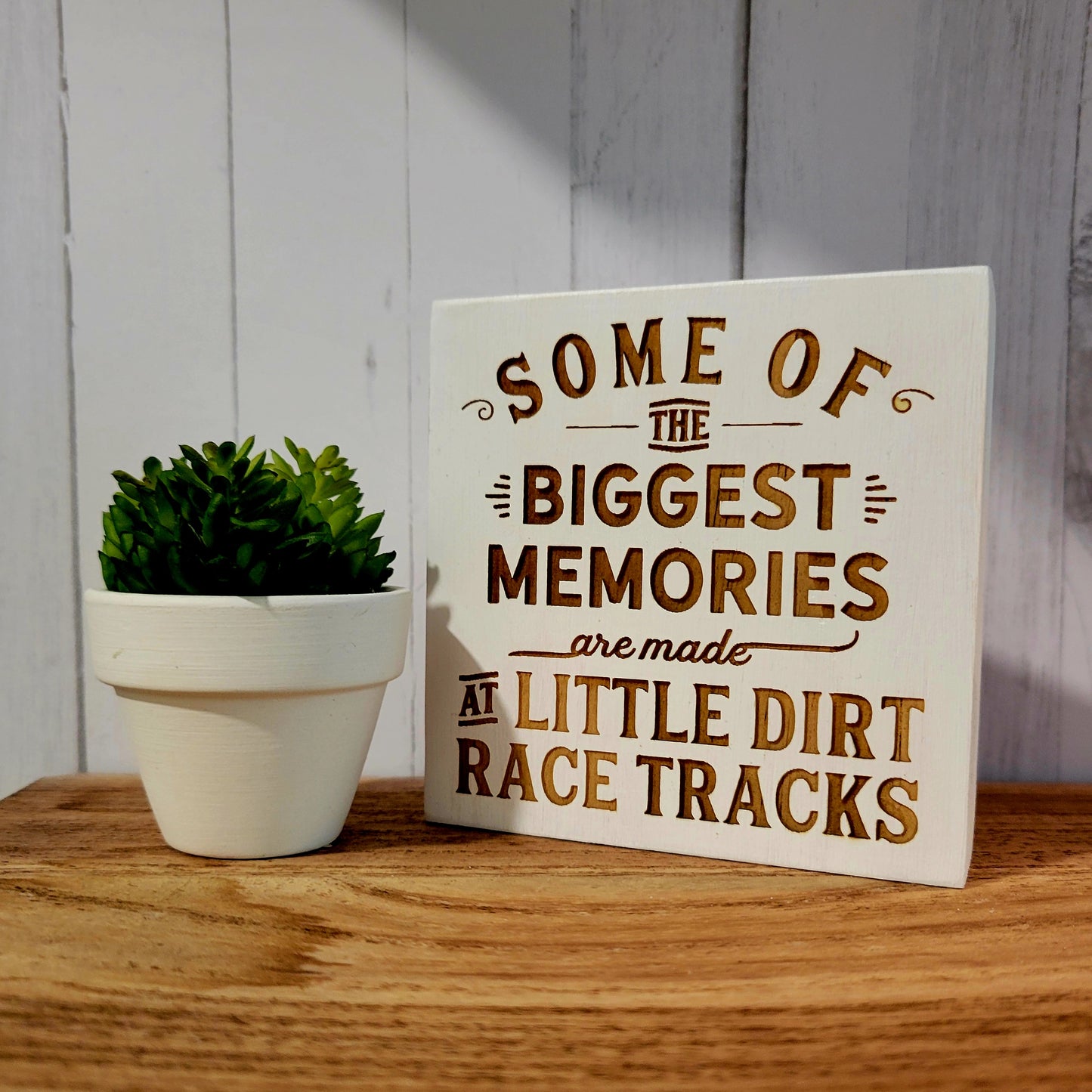 Little Dirt Tracks Laser Engraved Mini Wood Sign