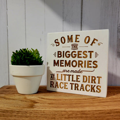 Little Dirt Tracks Laser Engraved Mini Wood Sign