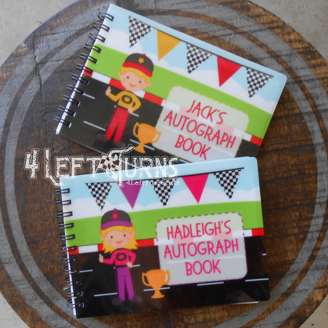 Child's Racing Themed Autograph Book Boy or Girl