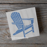 Small sign featuring a light blue Adirondack chair.