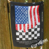 Racing garden flag. American flag checkered flag.