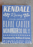 Racing-Themed Baby Announcement Hand Painted Wood Sign - Wood Sign - 4 Left Turns - 9