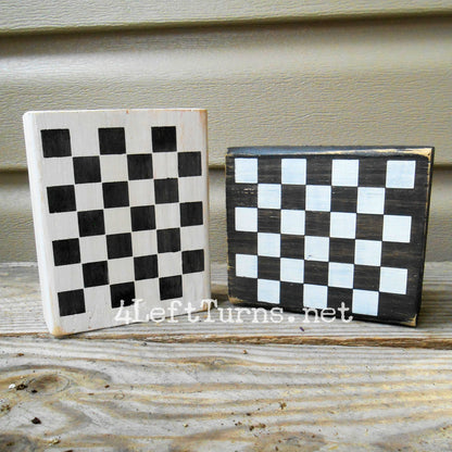 Race Car Silhouette Checkered Flag Checkered Heart Paw Print Wood Block Signs