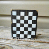 Race Car Silhouette Checkered Flag Checkered Heart Paw Print Wood Block Signs
