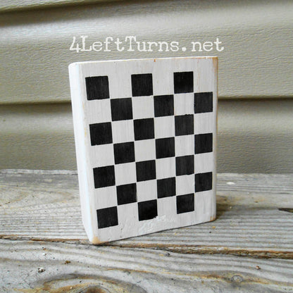 Race Car Silhouette Checkered Flag Checkered Heart Paw Print Wood Block Signs