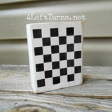 Race Car Silhouette Checkered Flag Checkered Heart Paw Print Wood Block Signs