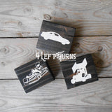 Race Car Silhouette Checkered Flag Checkered Heart Paw Print Wood Block Signs