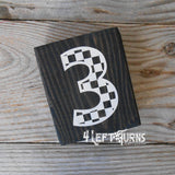 Checkered Alphabet and Number Wood Block Signs