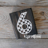 Checkered Alphabet and Number Wood Block Signs