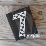 Checkered Alphabet and Number Wood Block Signs