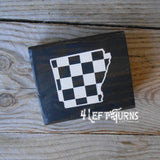 Checkered State Wood Block Signs
