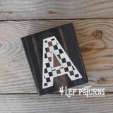 Checkered Alphabet and Number Wood Block Signs