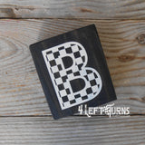 Checkered Alphabet and Number Wood Block Signs