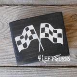 Race Car Silhouette Checkered Flag Checkered Heart Paw Print Wood Block Signs