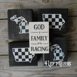 Checkered State Wood Block Signs