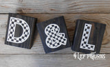 Checkered Alphabet and Number Wood Block Signs
