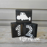 Checkered Alphabet and Number Wood Block Signs
