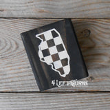 Checkered State Wood Block Signs