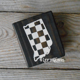 Checkered State Wood Block Signs