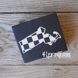 Checkered State Wood Block Signs