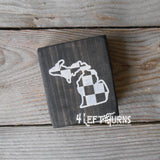 Checkered State Wood Block Signs