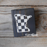 Checkered State Wood Block Signs