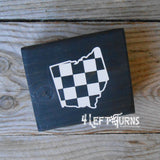 Checkered State Wood Block Signs
