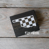 Checkered State Wood Block Signs