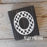Checkered Alphabet and Number Wood Block Signs