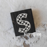 Checkered Alphabet and Number Wood Block Signs